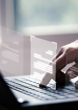 hand-using-laptop-computer-with-virtual-screen-document-online-approve-paperless-quality-assurance-erp-management-concept_616485-61